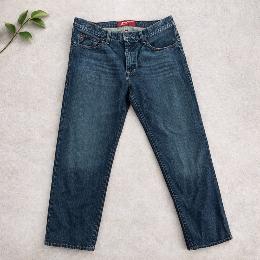 Arizona Jean Co Slim Straight Mens 33x34 Blue Dark Wash Denim Jeans - Picture 1 of 12